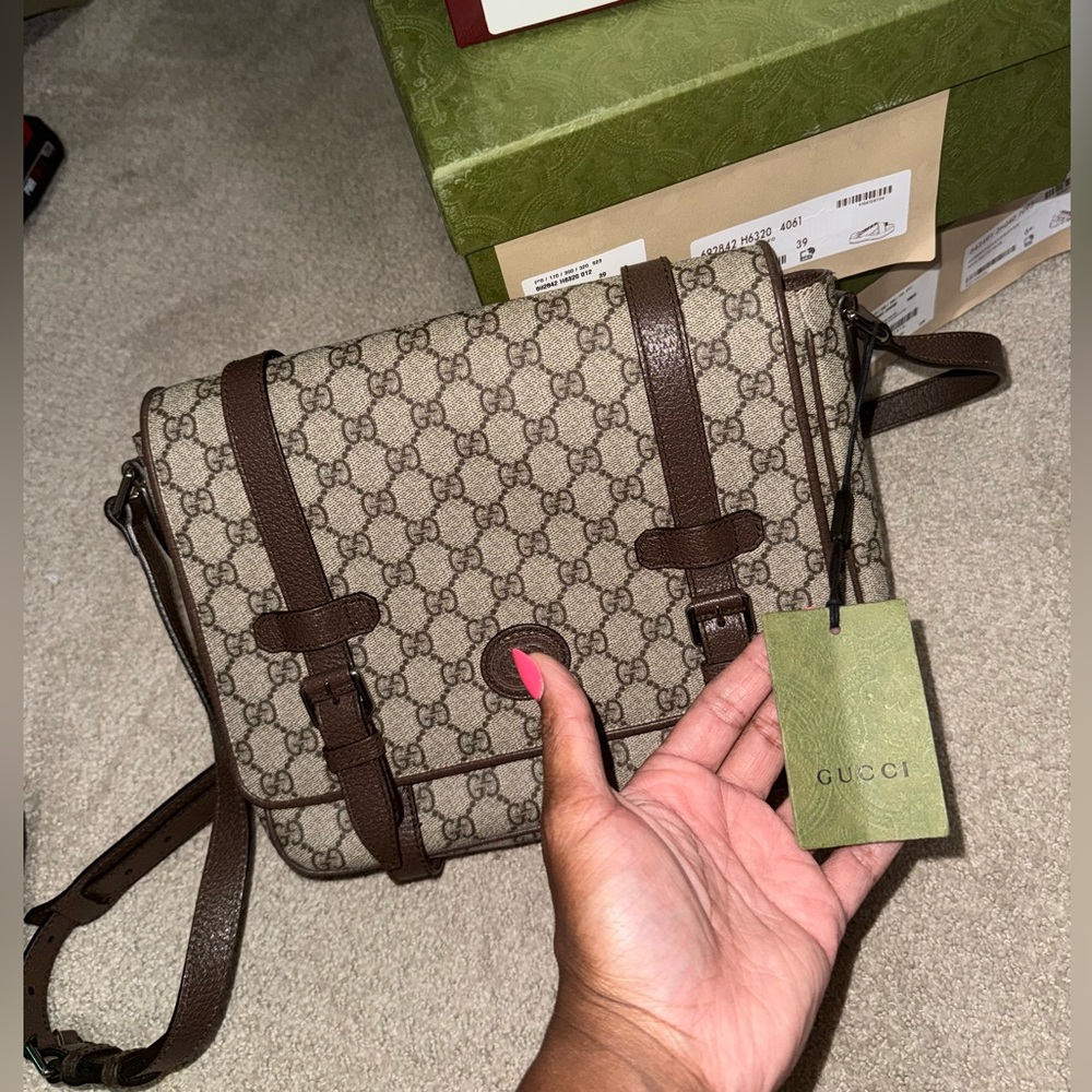 Gucci Beige Brown Monogram Crossbody Bag